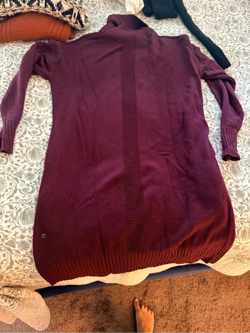lululemon athletica Burgundy Cowl Neck Sweater Dress